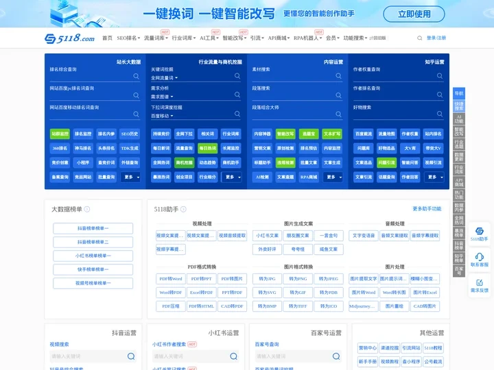 长尾关键词挖掘_站长工具_智能改写 - 5118营销大数据