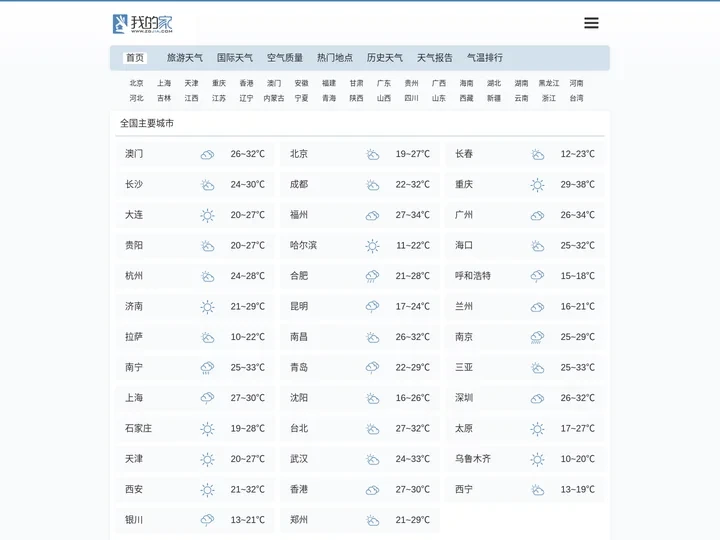 我的家天气网 - 全国天气查询,天气预报查询一周,大中城市天气预报