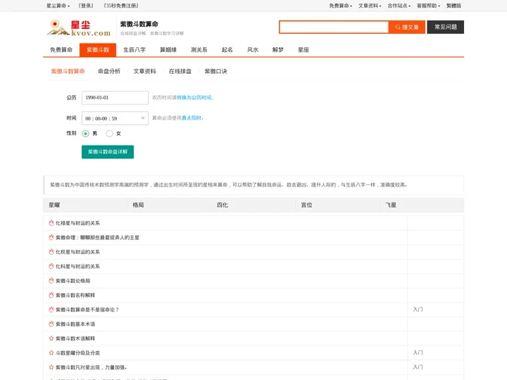 紫微斗数-在线排盘详解-讲解分析-星尘算命