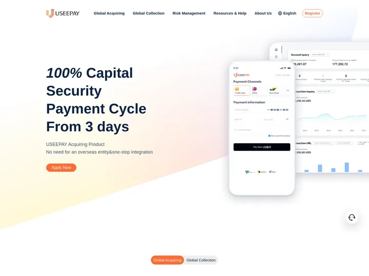 Useepay global payment service e-commerce overseas collectio