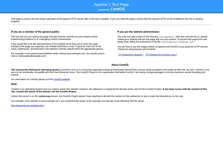 Apache HTTP Server Test Page powered by CentOS