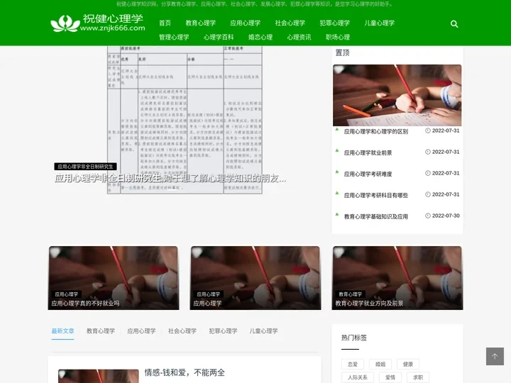 祝健心理学知识网首页-分享教育心理学、应用心理学等知识「轻松学习」