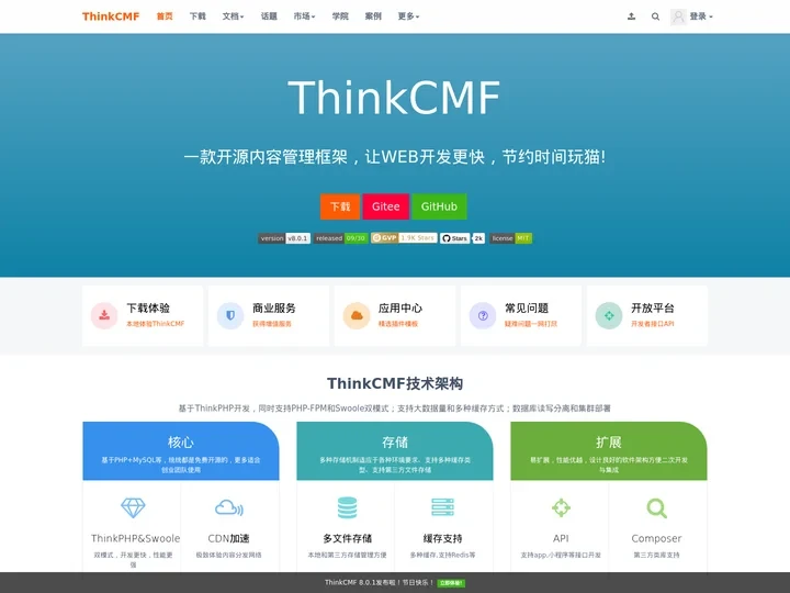 首页 ThinkCMF内容管理框架