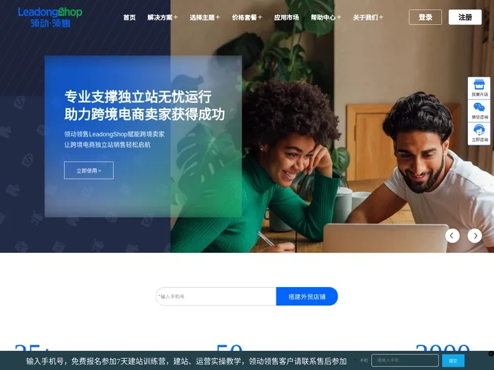 领售跨境电商独立站平台,独立站,B2C商城建设,跨境商城,B2C独立站自主建设,独立站自助建设--领动领售Leadong