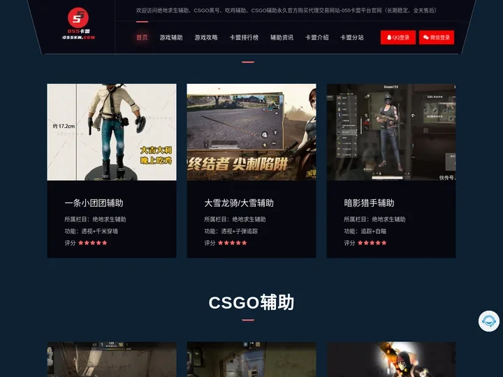 绝地求生辅助-稳定PUBG吃鸡辅助卡盟平台-便宜CSGO黑号-055卡盟