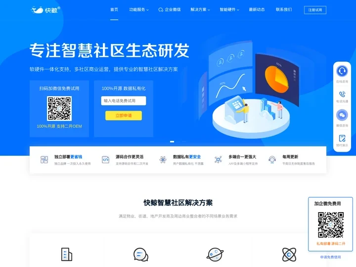 快鲸-快鲸-智慧社区管理系统软件 物业管理系统 企业微信+物业园区街道解决方案