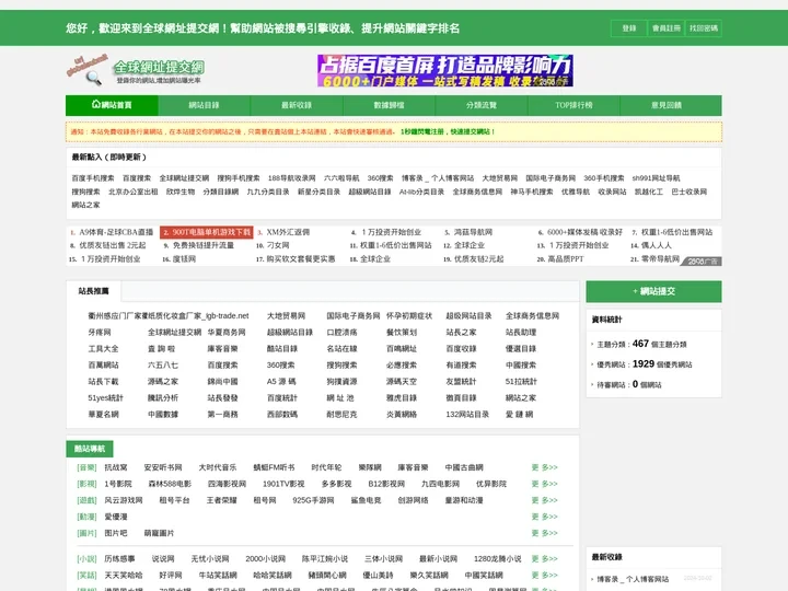 全球網址提交網-繁体版-免費網站目錄提交_中文分類目錄_站長目錄_網址目錄_網站目錄