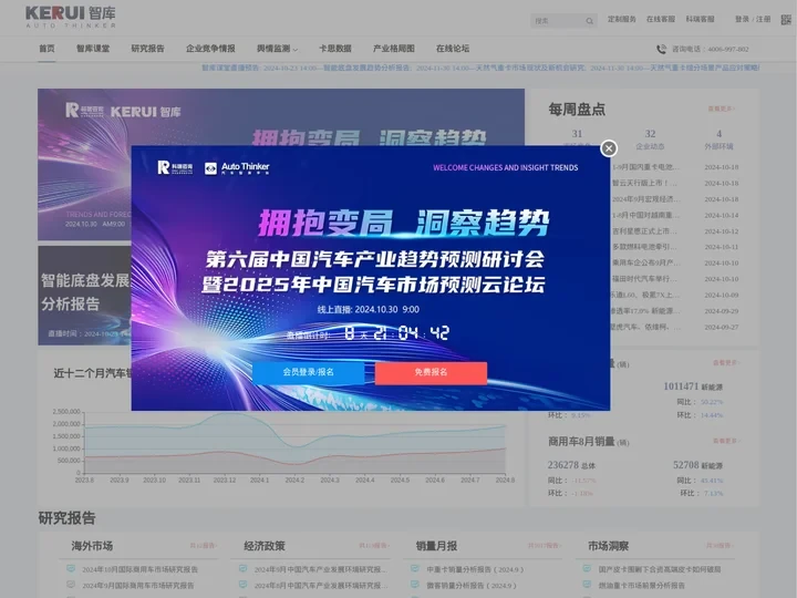 KERUI智库—汽车全产业链信息服务平台，汇集汽车全品类标准化数据、产品与市场洞察报告、场景化企业竞争监测、专项研究课题