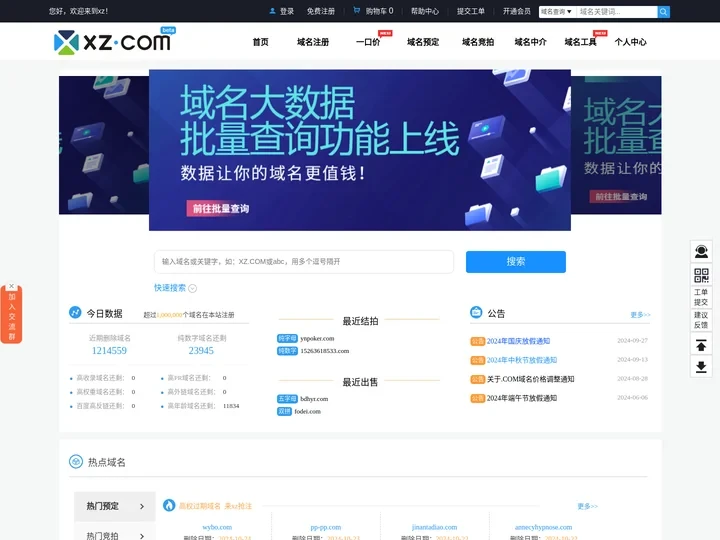 域名竞价-域名购买-域名预定-注册域名 - XZ域名网