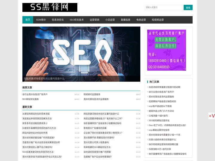 SEM竞价优化_SEO网站优化服务_SEM竞价托管-黑锋网