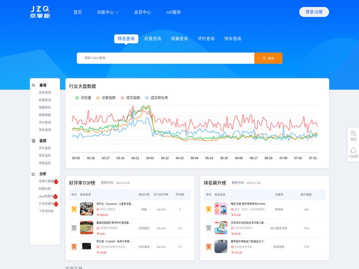 京东查排名_京东排名查询_京掌柜_京东排名权重查询平台_京东掌柜
