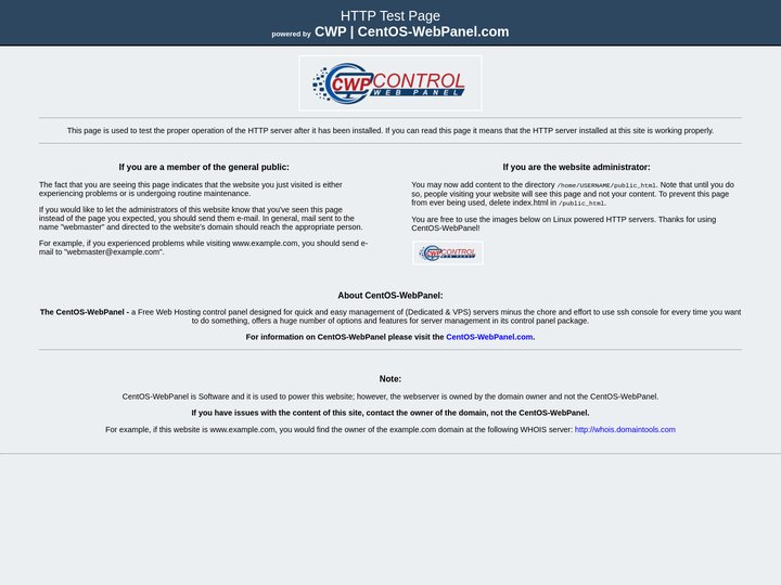 HTTP Server Test Page powered by CentOS-WebPanel.com