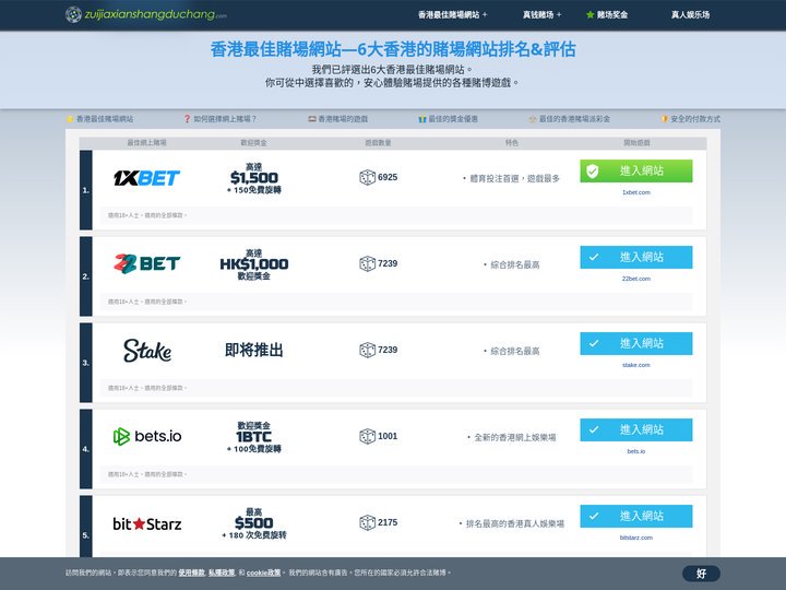 香港最佳賭場網站2025 ✔️十大香港賭場網站