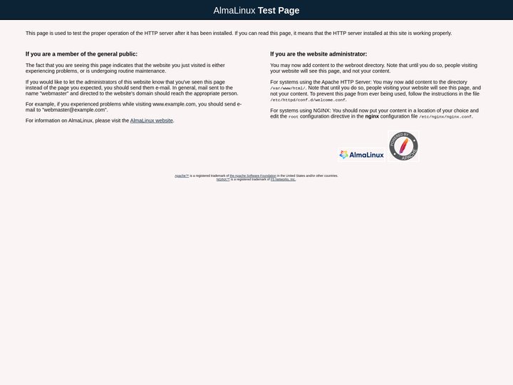 Test Page for the HTTP Server on AlmaLinux