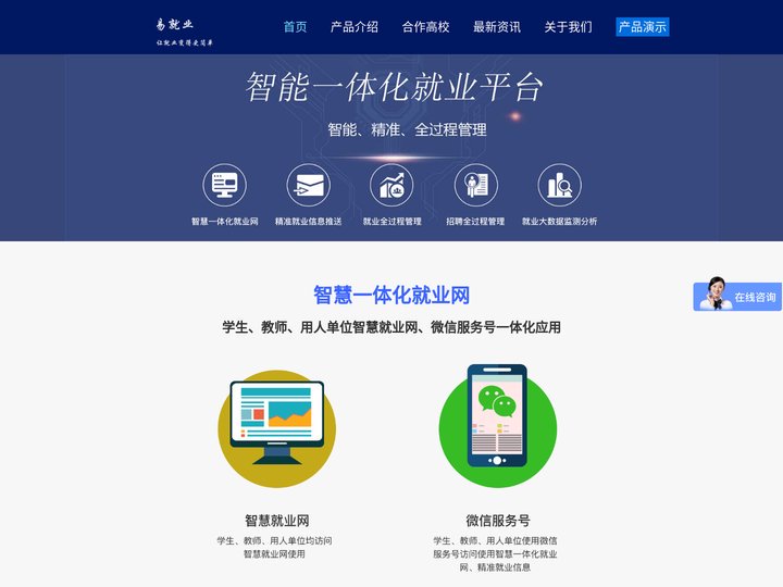 就业网、智慧就业平台、大学生就业网、就业指导中心、招聘系统、就业数据分析系统
